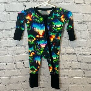 &Me Bamboo Camping Pattern Bamboo Zippie Romper